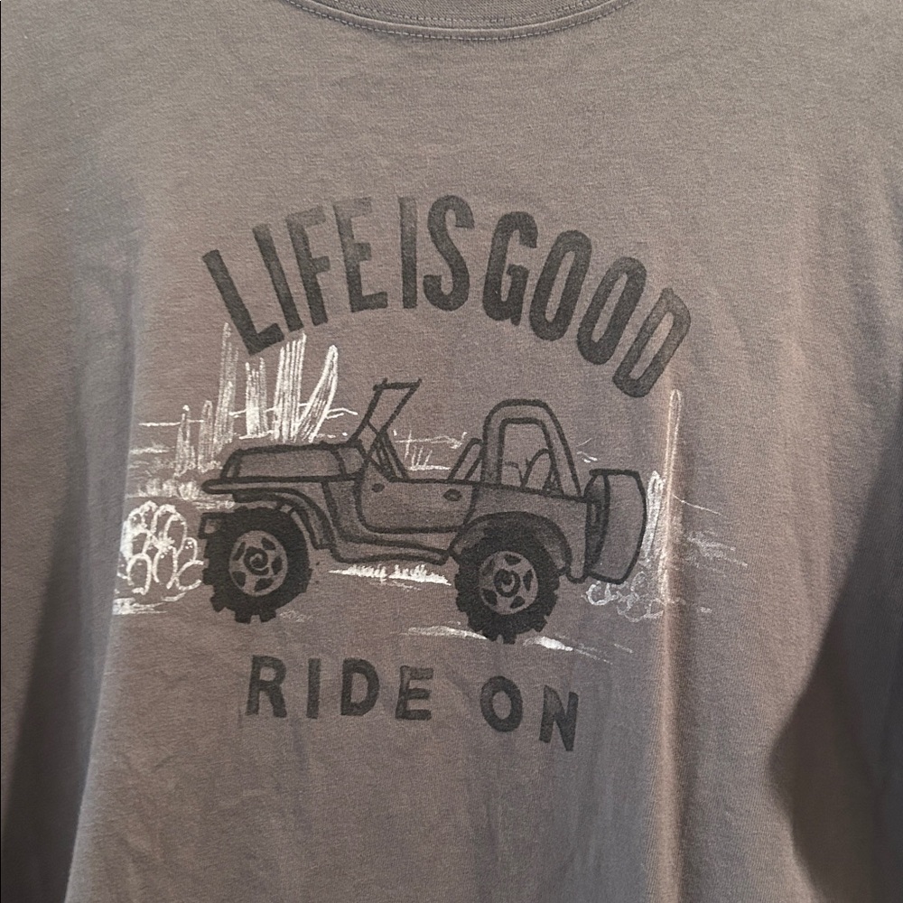 Life is Good women’s Jeep “Ride On” graphic long sleeves t-shirt size M gray